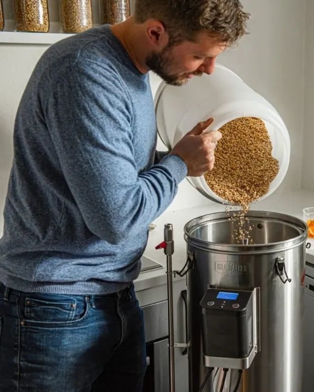 Samuel Loader brewing at home — off the clock.